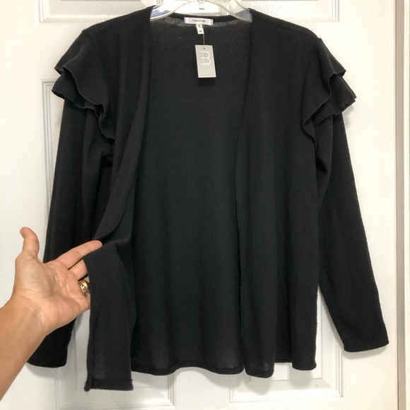 Maurices Lightweight Ruffle Sleeve Open Front Soft Black Versatile Cardigan M - Picture 4 of 12